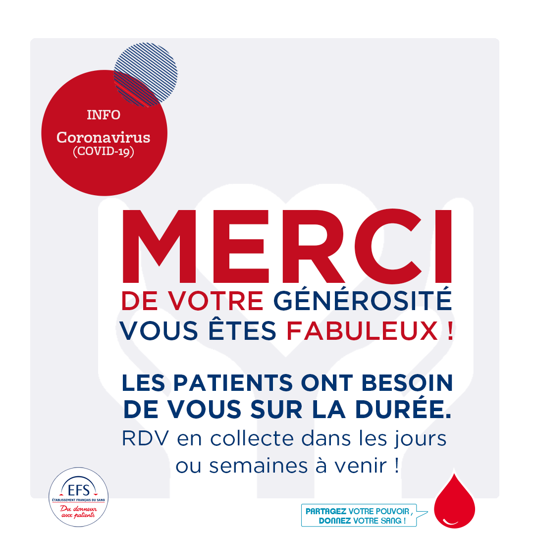 COVID-19 – La collecte de sang doit se poursuivre COVID-19 – La collecte de sang doit se poursuivre